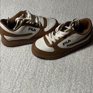 Fila Cream and Brown Athletic Shoes